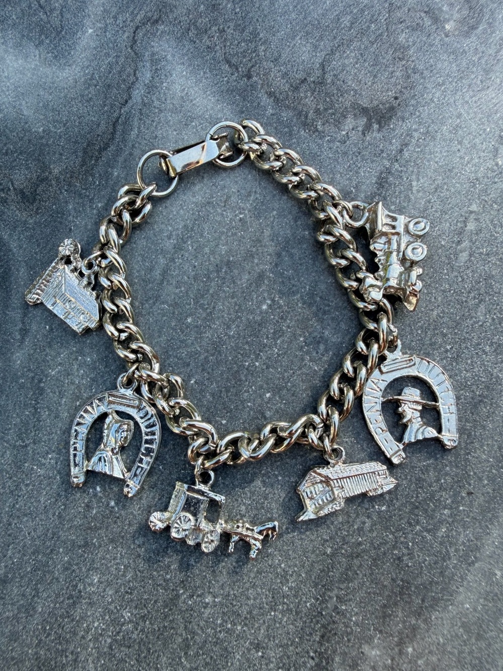 Vintage Silver Tone Charm Bracelet Pennsylvania Dutch